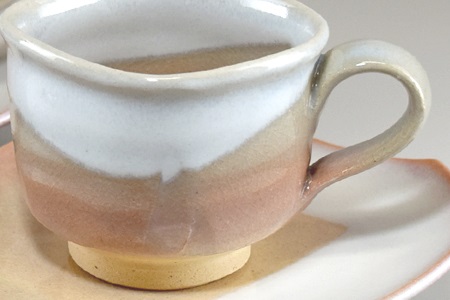 [№5226-0330]萩焼　コーヒーカップ・ペア（四角）