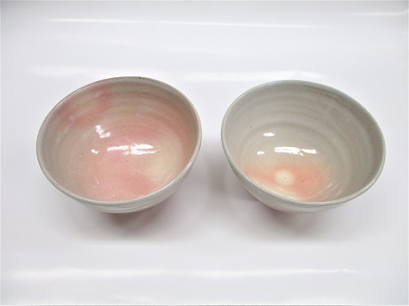 [№5226-0014]萩焼 8代佳炎作  姫土  飯茶碗セット