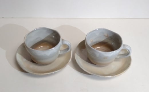 [№5226-1001]萩焼 コーヒー碗 ヒラヒラ ペア