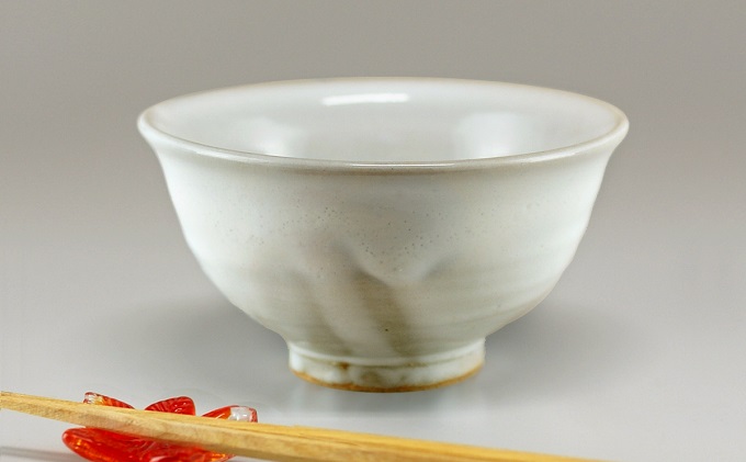[№5226-0311]萩焼　ごはん茶碗（白）